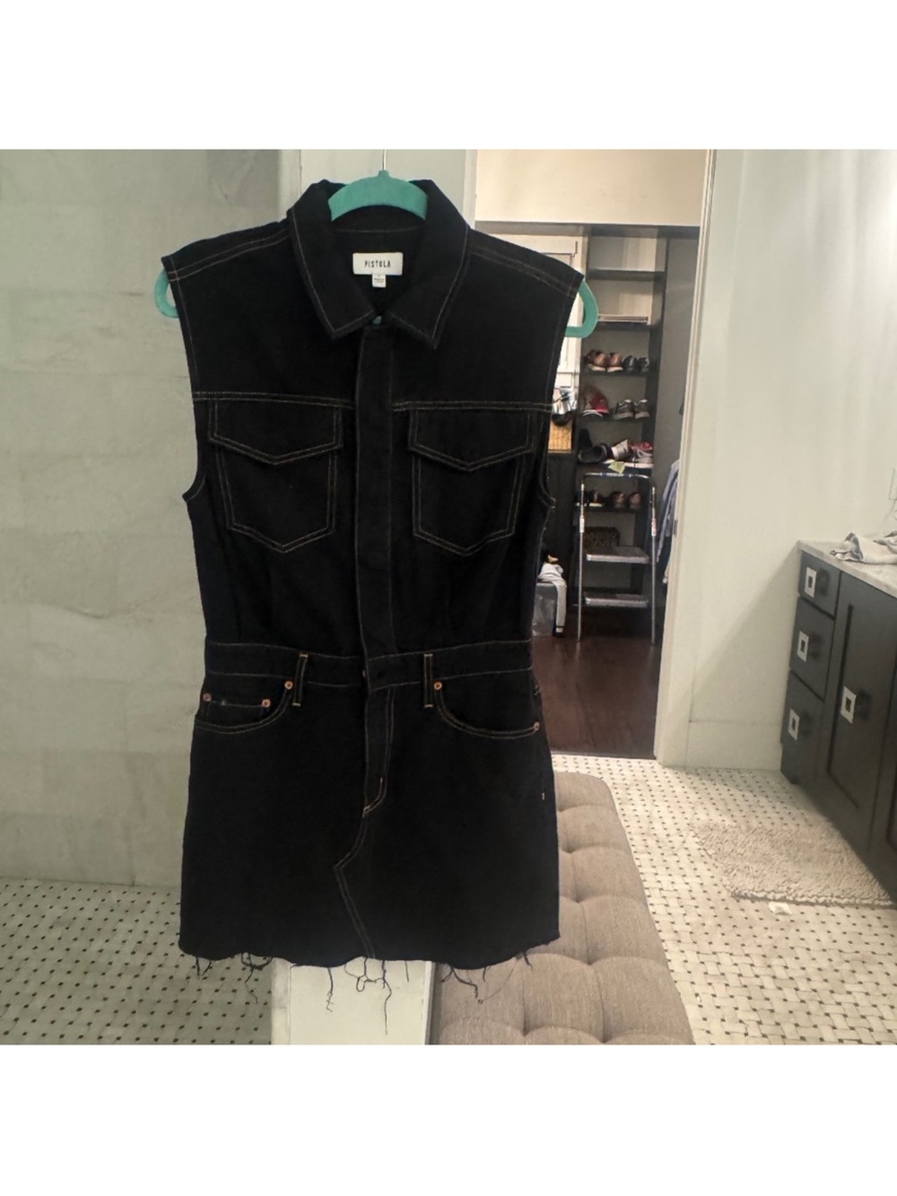NWOT pistola Black Sleeveless Denim Mini Dress